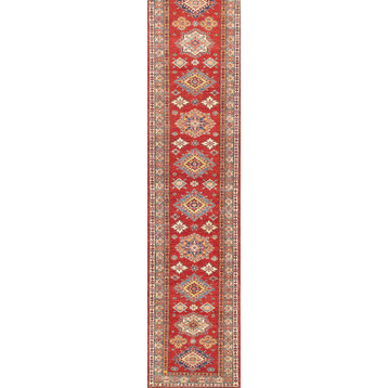 Pasargad Kazak Collection Hand-Knotted Lamb's Wool Runner, 2'9"x12'10"