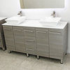 Windbay 60" Free Standing Double Vanity, Taupe Grey, White Stone Flat Countertop