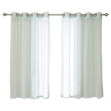 Colored Tulle Curtains, Mint, 63"