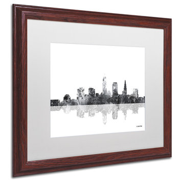 Watson 'Cleveland Ohio Skyline BG-1' Art, Wood Frame, 16"x20", White Matte