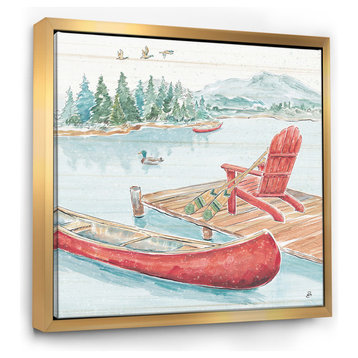 Designart Lake Moments Iv Lake House Framed Painting Print, Gold, 30x30