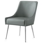 Inspired Home - Fergo Dining Chair, Set of 2, Gray Leather Pu, Armless, Leg: Chrome - Our trendy dining chairs in set of 2 add stylish intrigue to your dining room and kitchen area. These beautifully upholstered dining chairs create a warm, inviting seating option with a unique style that will add an aura of sophistication to your dining room with its alluring comfort and luxurious style. Choose from a wide variety of available color choices and pattern options to complement your existing color palette.FEATURES: