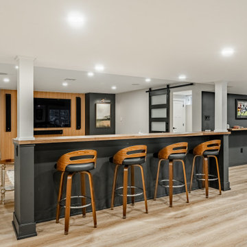Chester Springs Basement Remodel | Full Wet Bar, Game Room & Entertainment Suit