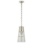 Visual Comfort - Robinson Pendant, 1-Light, Polished Nickel, Seeded Glass, 7.5"W - This beautiful pendant will magnify your home with a perfect mix of fixture and function. This fixture adds a clean, refined look to your living space. Elegant lines, sleek and high-quality contemporary finishes.Visual Comfort has been the premier resource for signature designer lighting. For over 30 years, Visual Comfort has produced lighting with some of the most influential names in design using natural materials of exceptional quality and distinctive, hand-applied, living finishes.