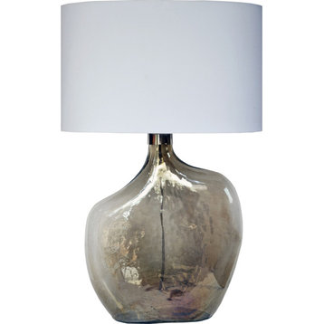 Benedek Smoked Luster Base With Off-White Linen Shade Table Lamp