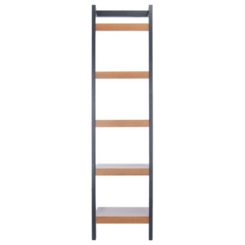 Gary 5 Tier Leaning Etagere/ Bookcase Natural/ Charcoal