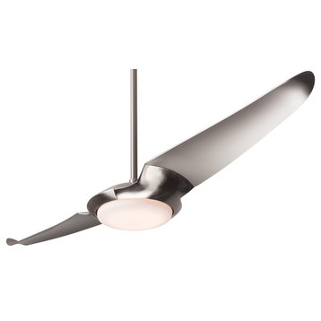 Modern Fan Ic/Air 2 Blade 56" Fan, Bright Nickel With LED Light and Remote