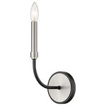 Z-Lite - Haylie One Light Wall Sconce, Matte Black / Brushed Nickel - Add this bright two-tone one-light wall sconce to your favorite space for simple elegance. It's crafted in a classic matte black and brushed nickel finish with the light in a candle-like design. It's a gorgeous understated design perfect for the bathroom powder room hallway or bedroom.