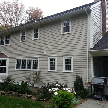 6 1/4" HardiePlank Cedarmill Cobblestone Arctic White HardieTrim Westport