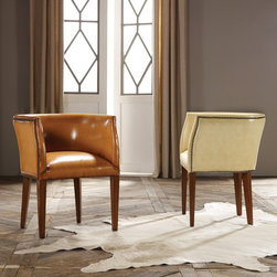 MH - Continental Leather Barrel Chair in Ivory Leather with Rosewood Legs - Products