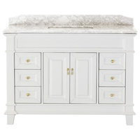 Bretton White Bathroom Vanity With Marble Top, 48"