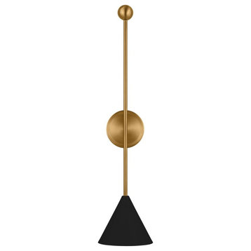 Cosmo Wall Sconce, 1-Light, Midnight Black And Burnished Brass, 30"