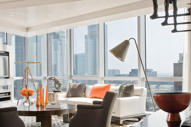Trendy living room photo in Boston