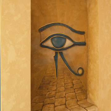 Проект "Египет" роспись стен коридора,барельеф, декоративная штукатурка