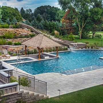 Barrington Hills Swimming Pool, Hot Tub, Sunken Bar and Slide