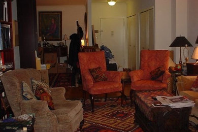 Inspiration for a mid-sized enclosed carpeted living room remodel in DC Metro with white walls