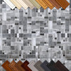 Metal Metallic Gray Aluminum Mosaic Kitchen Backsplash Tile, 12"x12"