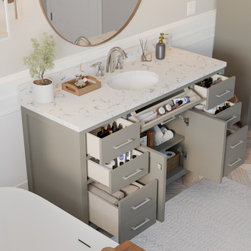 Caroline 60'' Grey Bathroom Vanity - Bathroom Vanities And Sink Consoles