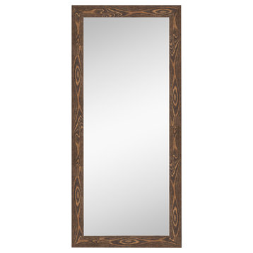 Bridge Brown Non-Beveled Wood Full Length Floor Leaner Mirror - 30 x 66 in.