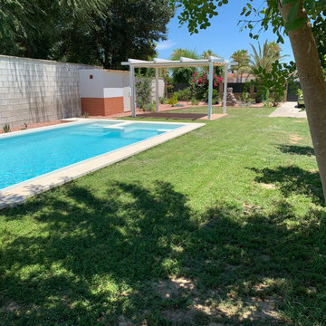 Jardín rural en Villanueva del Ariscal. Pradera de Lippia nodiflora