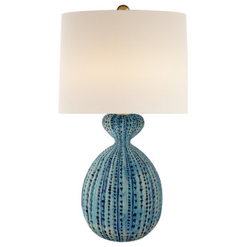 Gannet Table Lamp in Pebbled Aquamarine with Linen Shade