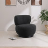 Calais Boucle Fabric Upholstered Accent Chair, Black, Black Oak Veneer Base