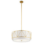Kichler - Kichler 52072CLG Four Light Pendant, Classic Gold Finish - The Birkleigh(TM) 11.5in. 4 light pendant with satin etched glass features a simple geometric overlay pattern adds dimension and visual interest with its Classic Gold finish. A perfect addition in several aesthetic environments, including traditional and modern. Bulbs Not Included, Number of Bulbs: 4, Max Wattage: 75.00, Bulb Type: A19