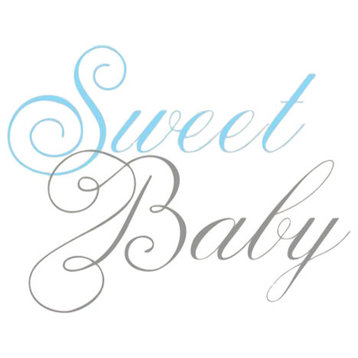 Decal Vinyl Wall Sticker Sweet Baby Quote, Baby Blue/Gray