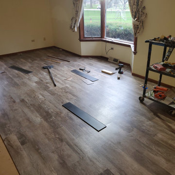 Vinyl plank flooring in progress
