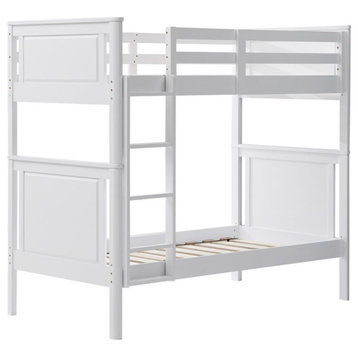 Orbelle Model 302 Twin over Twin Modern Solid Wood Bunk Bed in White