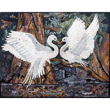 Mosaic Art, Romantic Herons, 35"x44"