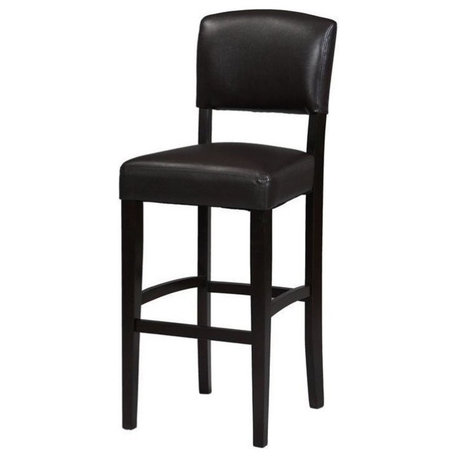 Pemberly Row 24.17" Faux Leather & Wood Counter Stool in Espresso/Brown