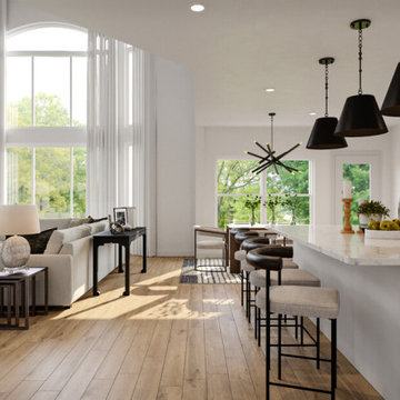 Black and White Living and Dining Room