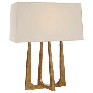 Scala Hand-Forged Bedside Lamp in Gilded Iron with Natural Percale Shade