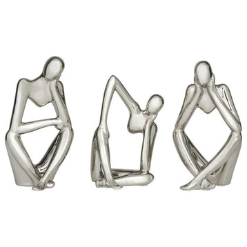 Contemporary Silver Porcelain Ceramic Sculpture Set 563015