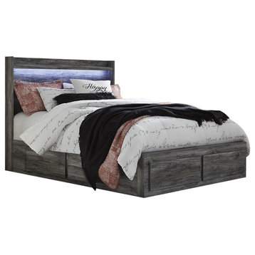 Baystorm Queen Panel With Storage on Both Sides Bed, Gray, B221QSB