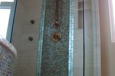 Elegant ceramic tile bathroom photo in Other