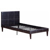 Leather Upholstered Bed With Slats, Brown