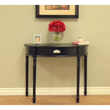 Modern Console Sofa Table With Drawer, Black