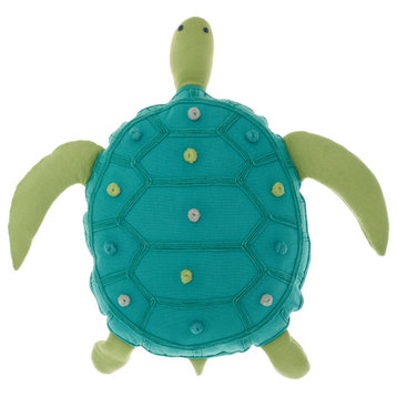 Nourison Home 13"x14" Plush Lines Plush Turtle Turquoise Throw Pillows