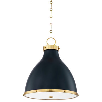 Hudson Valley Painted No. 3 2-LT Small Pendant MDS361-AGB/DBL, Aged Brass/Blue