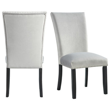 Picket House Furnishings Celine Velvet Side Chair Set, Gray