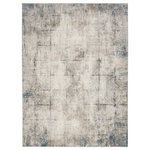 Nourison - Calvin Klein CK022 Infinity 7'10" x 9'10" Ivory Grey Modern Indoor Area Rug - Inspired by decorative tile, this abstract rug from the Calvin Klein Infinity collection is a versatile foundation for modern decor. The geometric pattern, presented in neutral ivory, grey, and blue, is finished with an artful fade. Machine-made for lasting style from softly textured, easy-clean fibers.