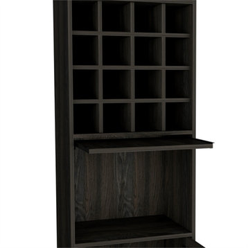 Bowery Hill Engineered Wood Home Bar and Wine Cabinet in Espresso-Carbon