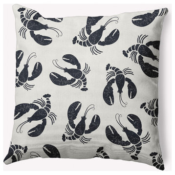 16x16" Lobster Fest Nautical Decorative Indoor Pillow, Shark Blue