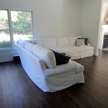 SAG HARBOR: RED OAK INSTALLED IN NEW EXTENSION/REFINISH ENTIRE HOME DARK WALNUT