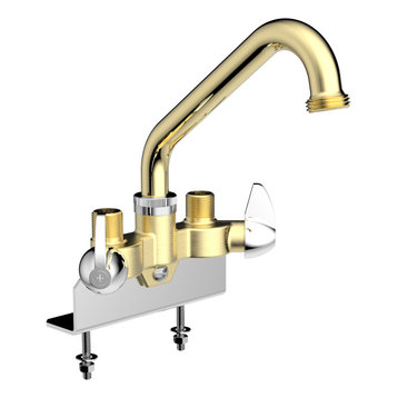 Belanger 7021L Wall Mount Two-Handle Utility Faucet, Polished Brass