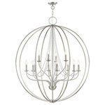 Livex Lighting - Arabella 12 Light Brushed Nickel Grande Foyer Chandelier - Our Arabella collection twelve light transitional grande orb features a brushed nickel finish and delicate draping crystals. Together, the metal and crystal create a balance between modern and classical. This clever design combination is the model of versatility and perfect for an elegant foyer or entryway setting.