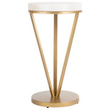 Calyn Accent Table, White Marble/Gold