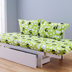 Elite White Futon Lounger in Full Circles - Sofas